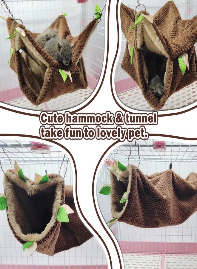 EAEDMY Ferret Rat Hammock Tunnel Toys Cage Accessories, Guinea Pig Hideout Tunnel, Warm Bed for Rat Ferret Guinea Pig Sleep Hide and Play (1.Hammock&Tunnel) - Image 2